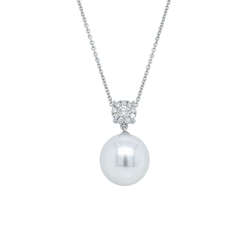 18ct White Gold 13.4mm South Sea Pearl & Diamond Galaxy Necklace-Necklace-Walker & Hall