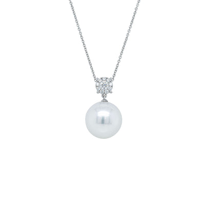 18ct White Gold 14.5mm South Sea Pearl & Diamond Galaxy Necklace-Necklace-Walker & Hall