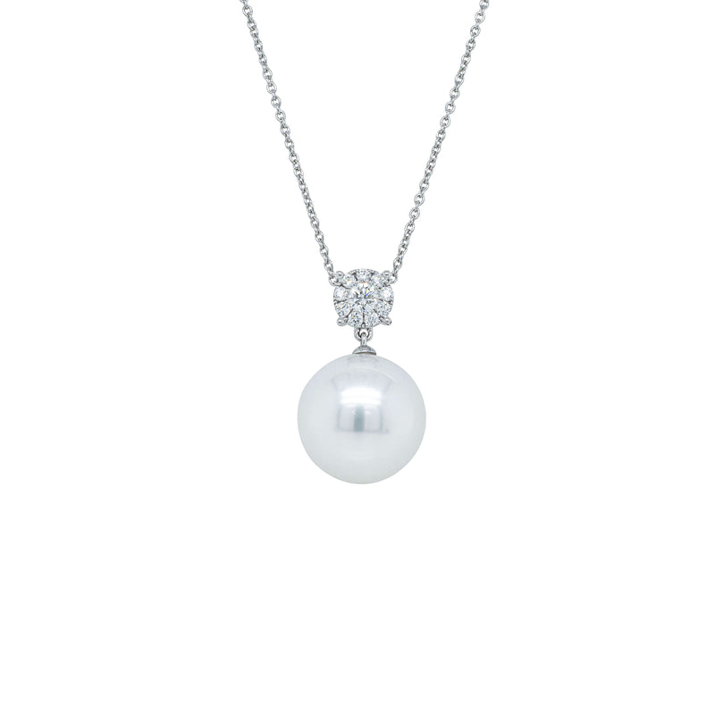 18ct White Gold 14.5mm South Sea Pearl & Diamond Galaxy Necklace-Necklace-Walker & Hall