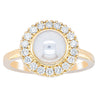 18ct Yellow Gold 7mm Akoya Pearl & Diamond Daisy Ring-Ring-Walker & Hall