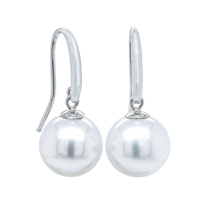 9ct White Gold 10mm South Sea Pearl Earrings-Earrings-Walker & Hall
