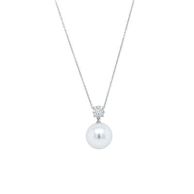 18ct White Gold 15.4mm South Sea Pearl & Diamond Galaxy Necklace-Necklace-Walker & Hall