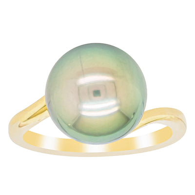 18ct Yellow Gold 11mm Tahitian Black Pearl Ring-Ring-Walker & Hall