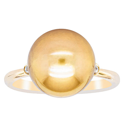 18ct Yellow Gold Golden South Sea Pearl & Diamond Ring-Ring-Walker & Hall