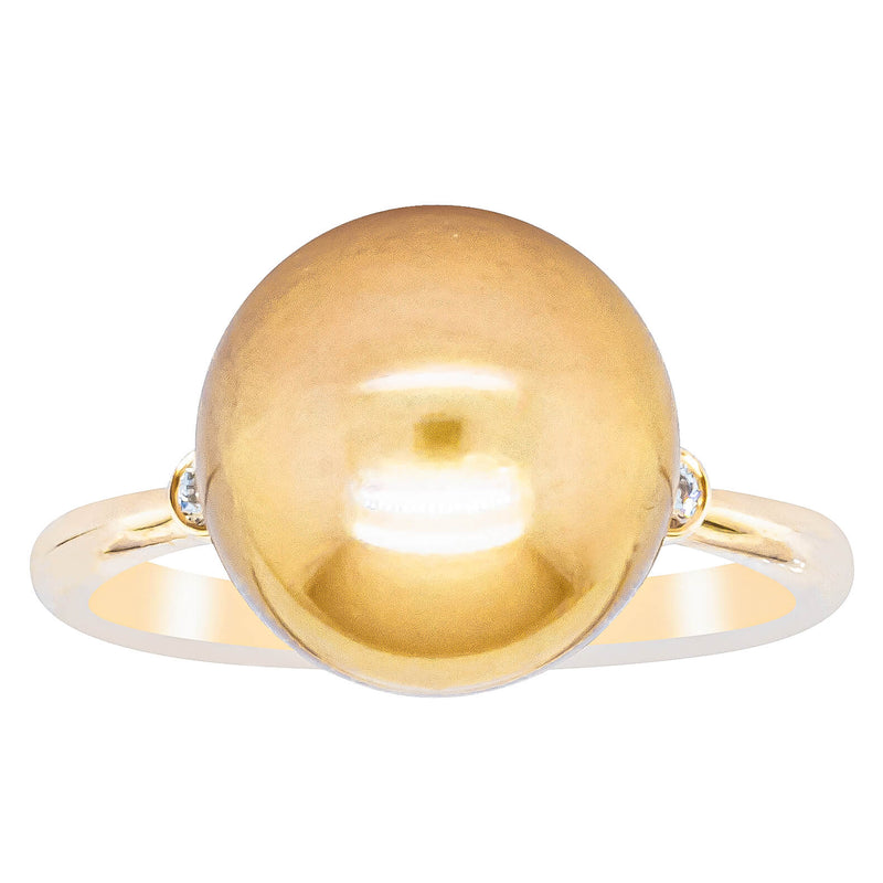 18ct Yellow Gold Golden South Sea Pearl & Diamond Ring-Ring-Walker & Hall