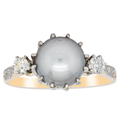 Deja Vu 18ct Yellow Gold & Platinum Pearl and Diamond Ring-Ring-Walker & Hall
