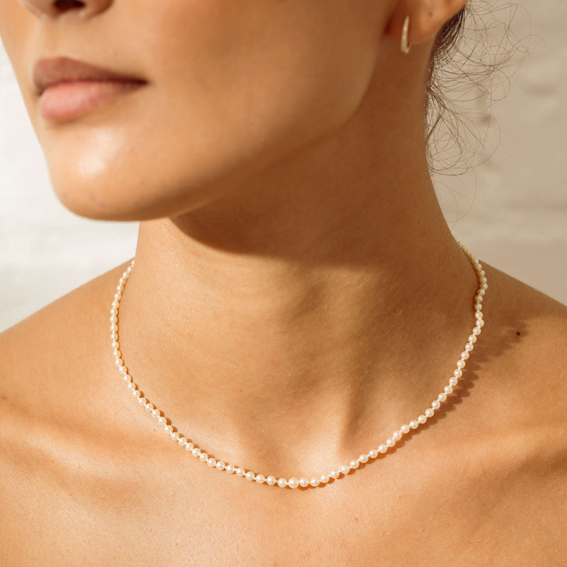 Deja Vu 9ct Yellow Gold Seed Pearl Strand-Necklace-Walker & Hall