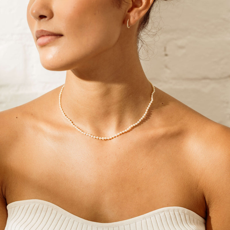 Deja Vu 9ct Yellow Gold Seed Pearl Strand-Necklace-Walker & Hall