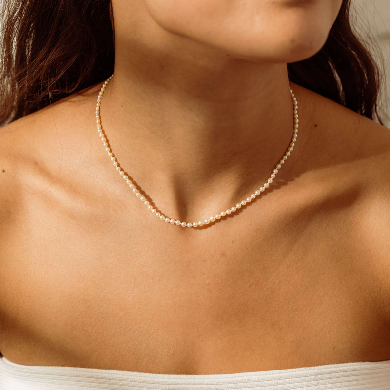 Deja Vu 9ct Yellow Gold Seed Pearl Strand-Necklace-Walker & Hall