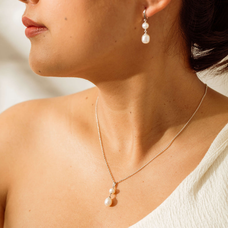 Sterling Silver Freshwater Pearl Rosie Necklace-Necklace-Walker & Hall