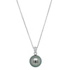 18ct White Gold 13.5mm Tahitian Pearl & Diamond Pendant-Necklace-Walker & Hall