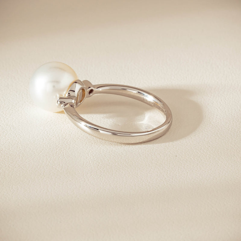 18ct White Gold South Sea 10mm Pearl Diamond Ring - Ring - Walker & Hall