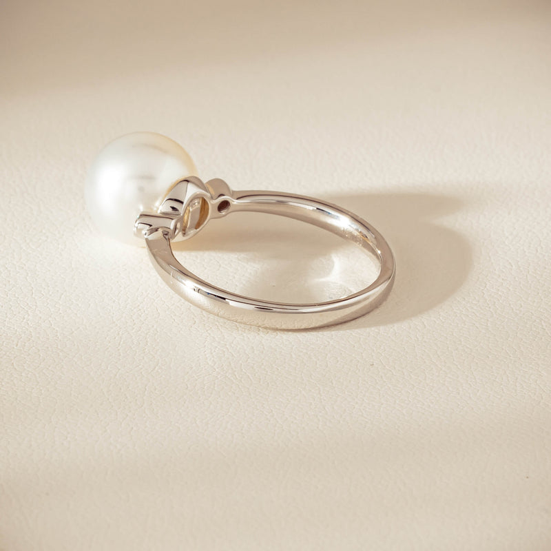 18ct White Gold South Sea 10mm Pearl Diamond Ring - Ring - Walker & Hall