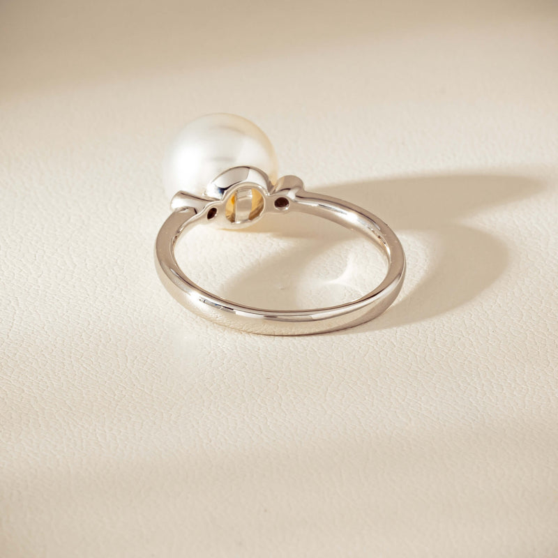 18ct White Gold South Sea 10mm Pearl Diamond Ring - Ring - Walker & Hall