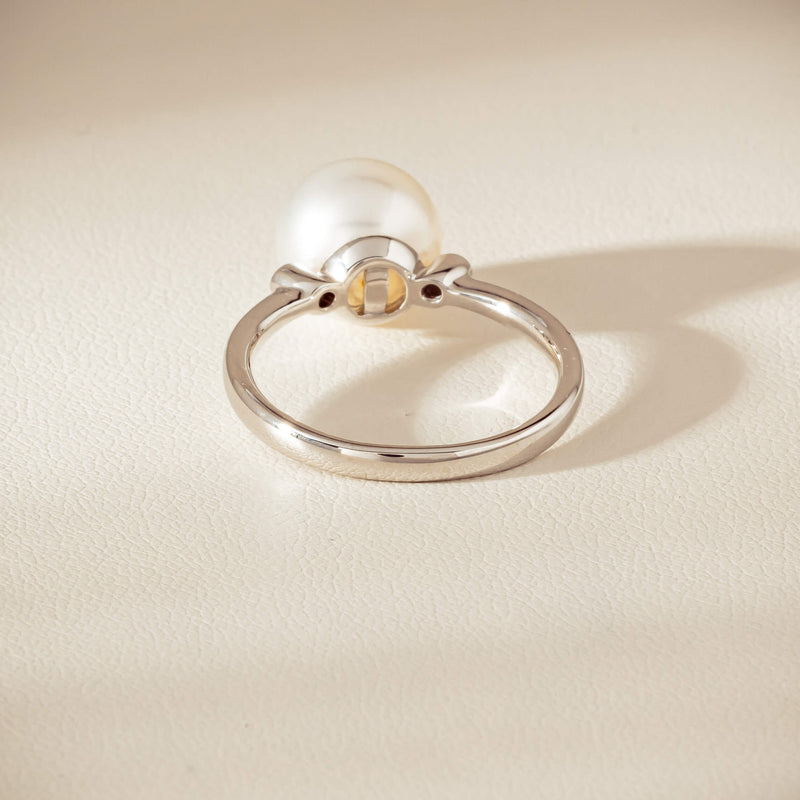 18ct White Gold South Sea 10mm Pearl Diamond Ring - Ring - Walker & Hall