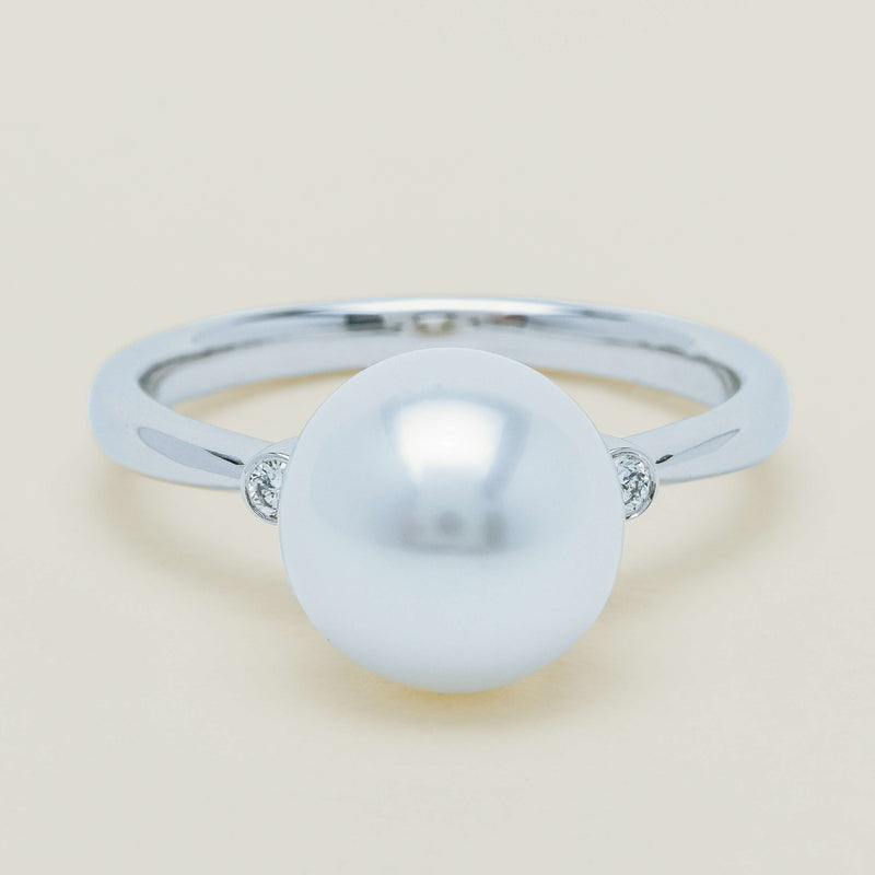18ct White Gold South Sea 10mm Pearl Diamond Ring - Ring - Walker & Hall