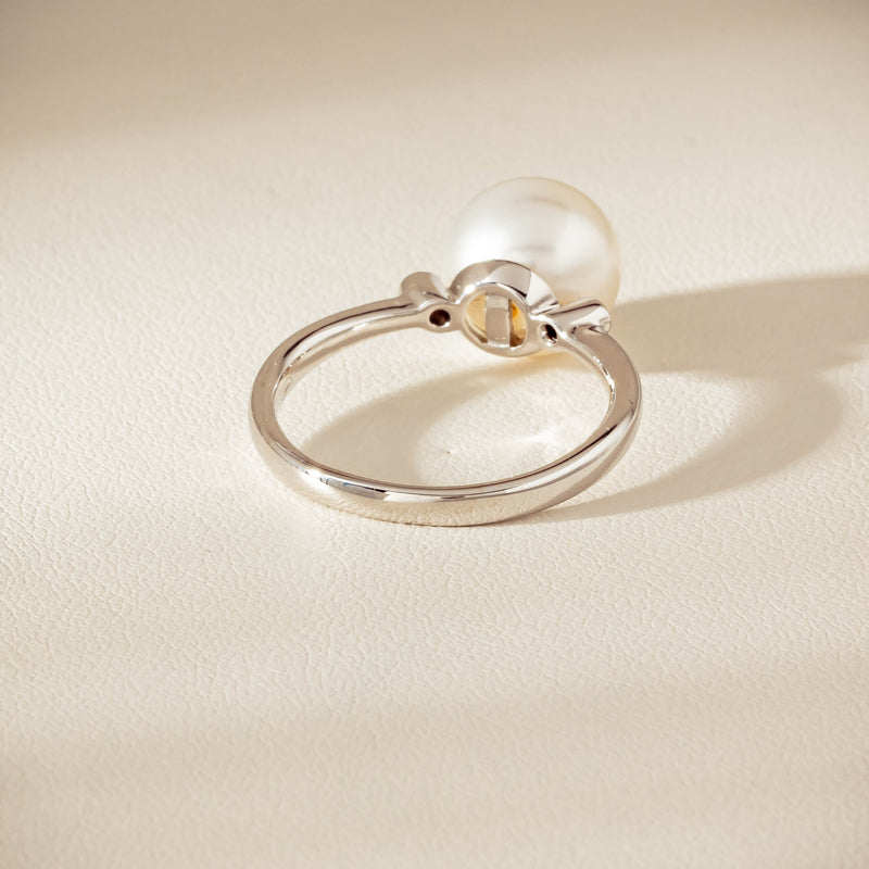 18ct White Gold South Sea 10mm Pearl Diamond Ring - Ring - Walker & Hall