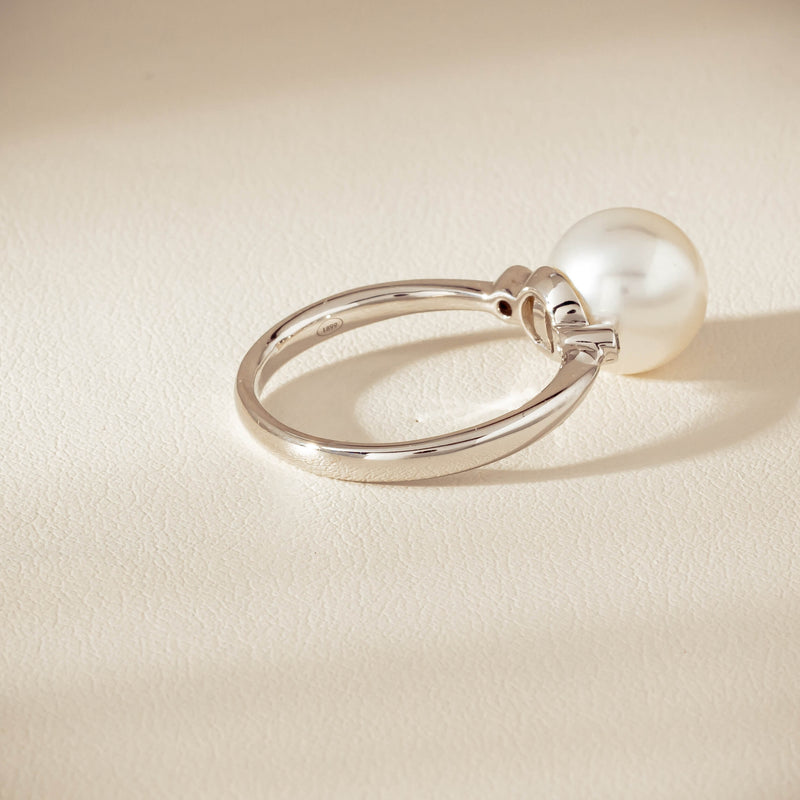 18ct White Gold South Sea 10mm Pearl Diamond Ring - Ring - Walker & Hall