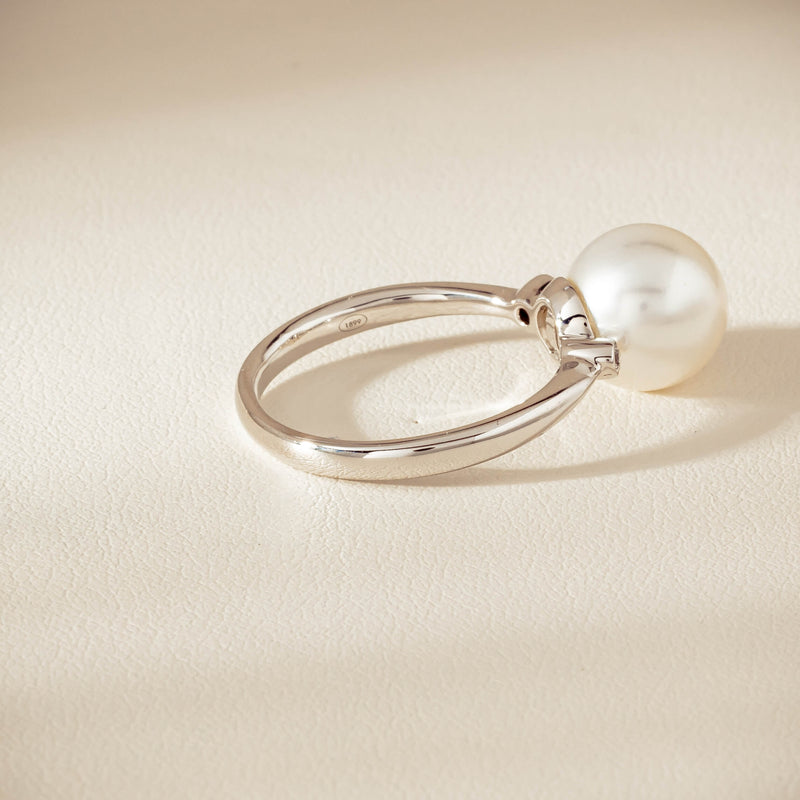 18ct White Gold South Sea 10mm Pearl Diamond Ring - Ring - Walker & Hall