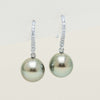 18ct White Gold 9-10mm Black Pearl & Diamond Drop Earrings - Earrings - Walker & Hall