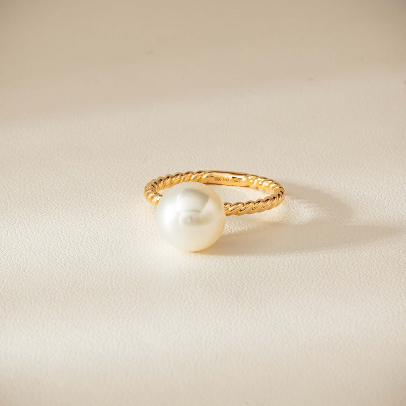 18ct Yellow Gold 10mm South Sea Pearl Twine Ring - Ring - Walker & Hall