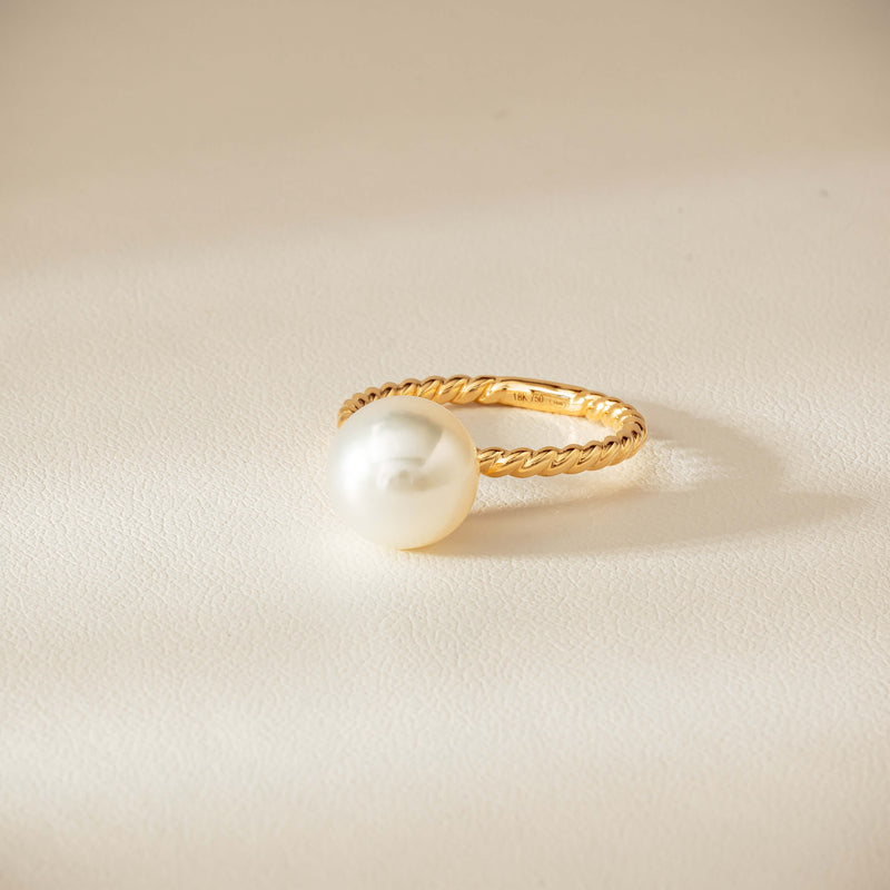 18ct Yellow Gold 10mm South Sea Pearl Twine Ring - Ring - Walker & Hall