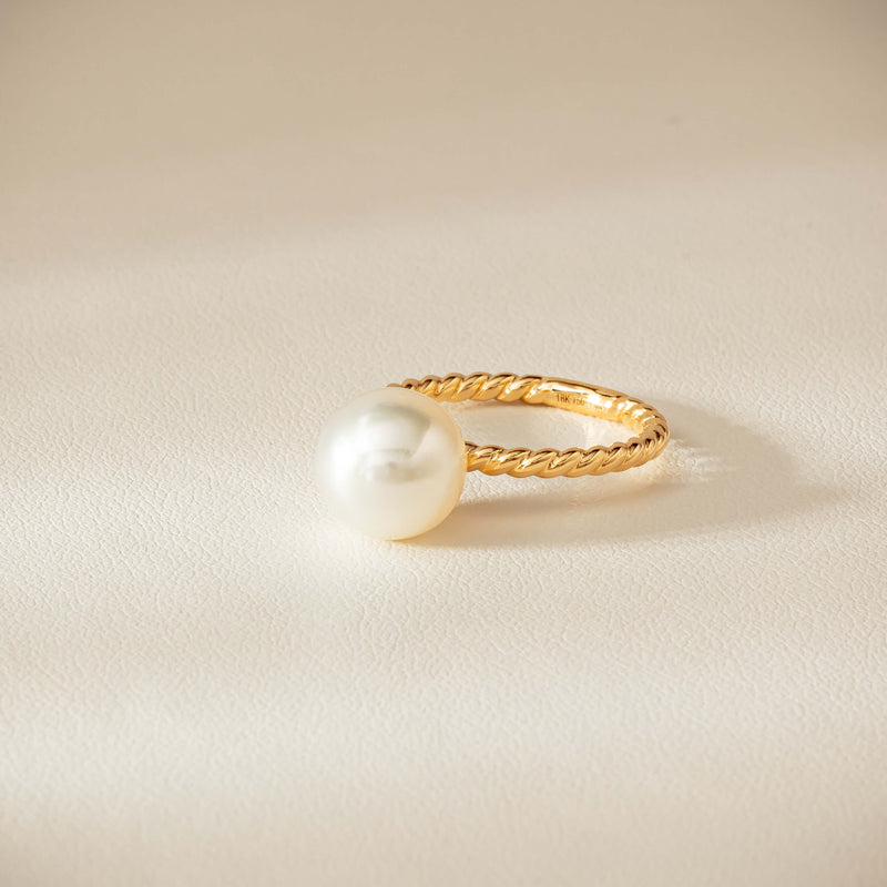 18ct Yellow Gold 10mm South Sea Pearl Twine Ring - Ring - Walker & Hall