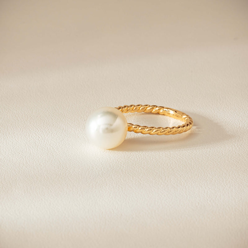 18ct Yellow Gold 10mm South Sea Pearl Twine Ring - Ring - Walker & Hall