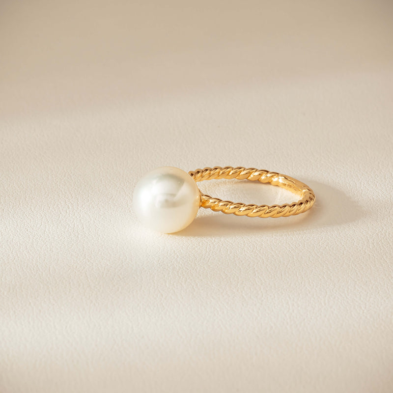 18ct Yellow Gold 10mm South Sea Pearl Twine Ring - Ring - Walker & Hall