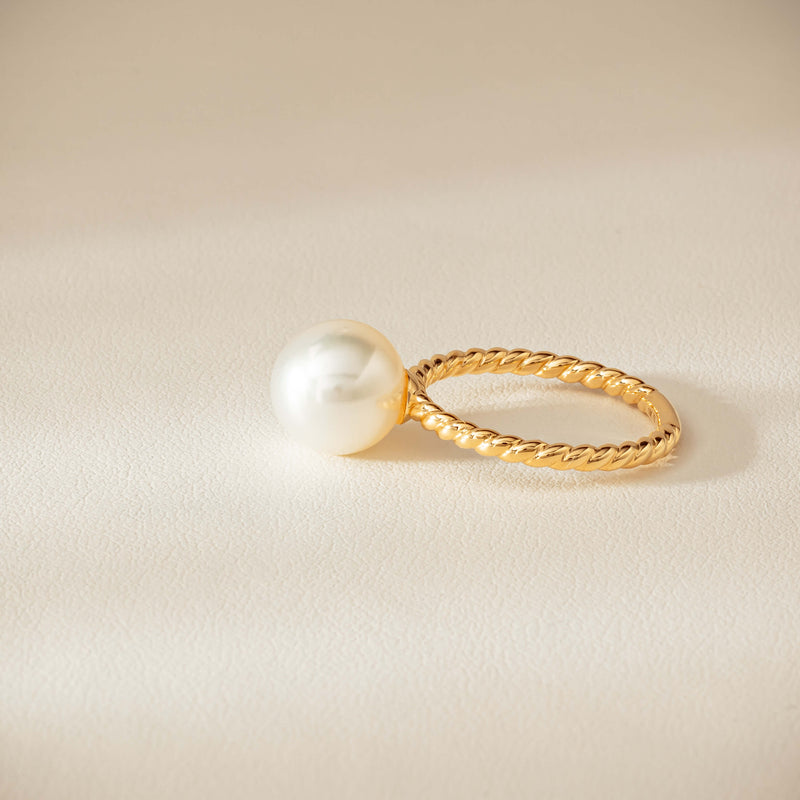 18ct Yellow Gold 10mm South Sea Pearl Twine Ring - Ring - Walker & Hall