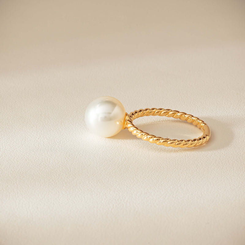 18ct Yellow Gold 10mm South Sea Pearl Twine Ring - Ring - Walker & Hall
