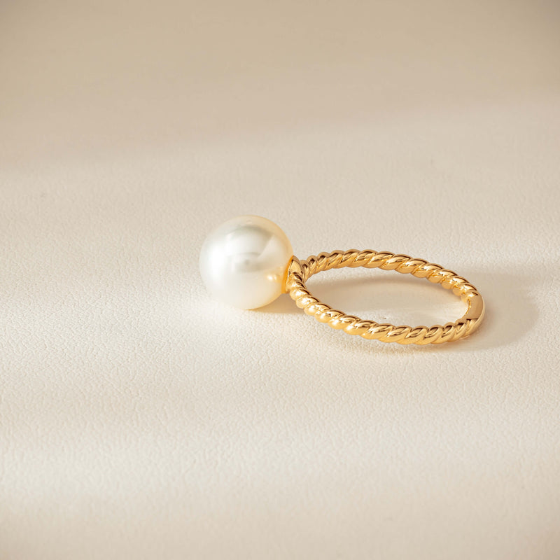 18ct Yellow Gold 10mm South Sea Pearl Twine Ring - Ring - Walker & Hall