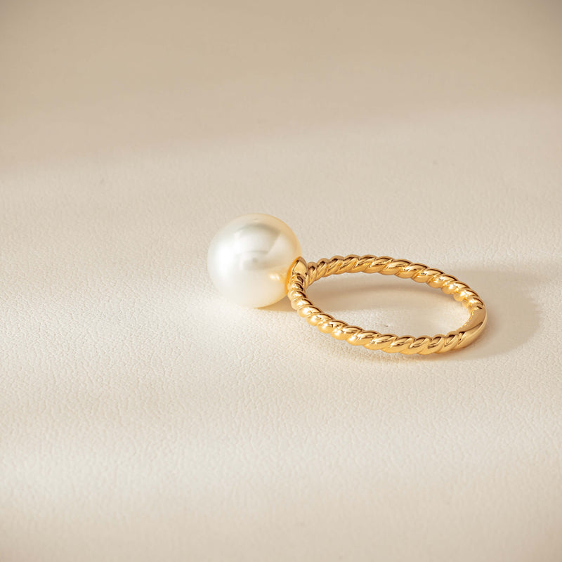 18ct Yellow Gold 10mm South Sea Pearl Twine Ring - Ring - Walker & Hall