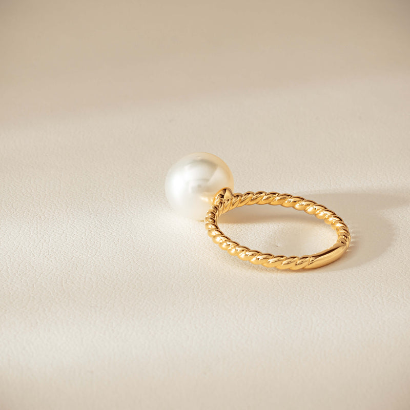 18ct Yellow Gold 10mm South Sea Pearl Twine Ring - Ring - Walker & Hall
