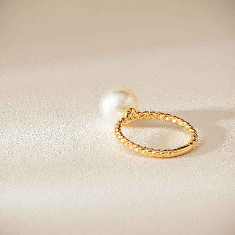 18ct Yellow Gold 10mm South Sea Pearl Twine Ring - Ring - Walker & Hall