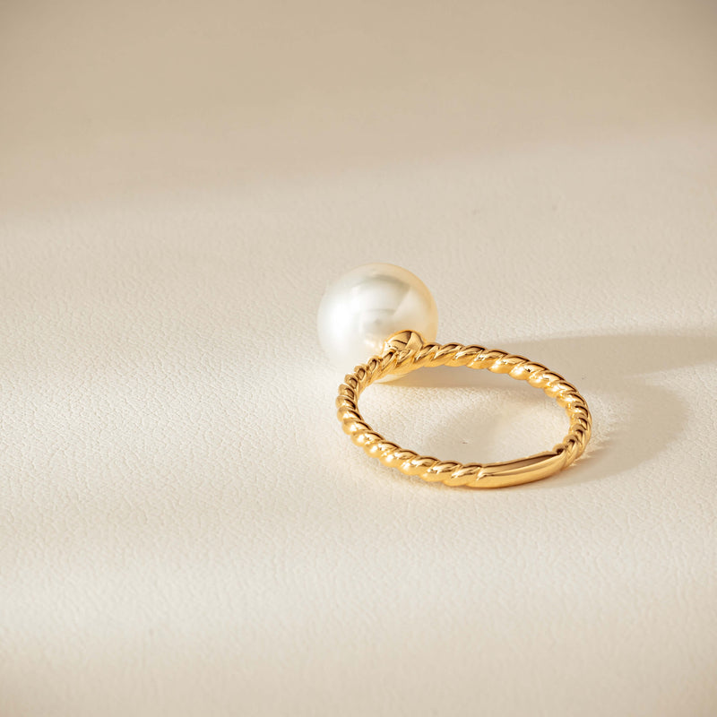 18ct Yellow Gold 10mm South Sea Pearl Twine Ring - Ring - Walker & Hall