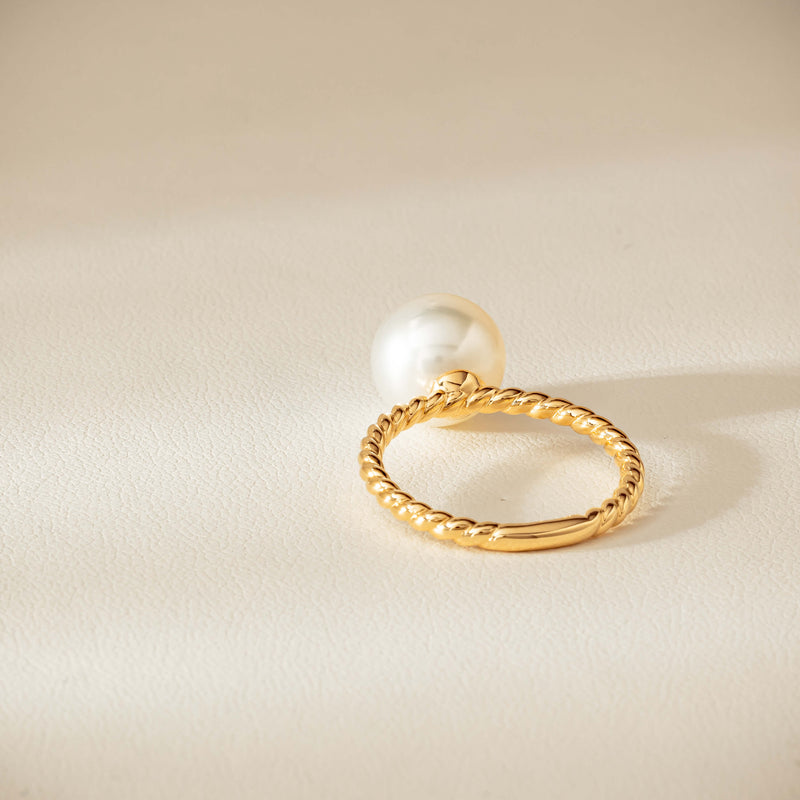 18ct Yellow Gold 10mm South Sea Pearl Twine Ring - Ring - Walker & Hall
