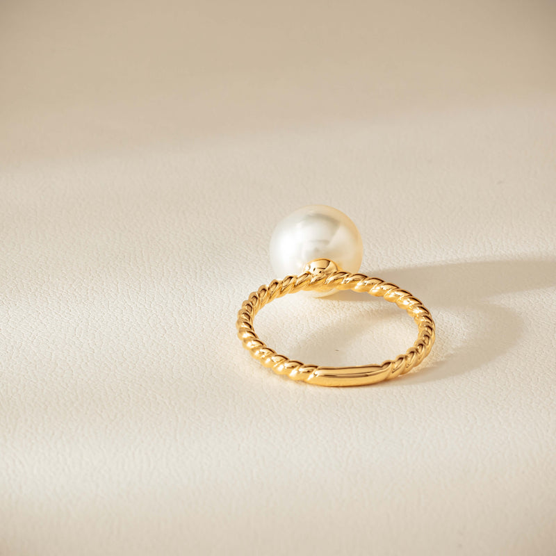 18ct Yellow Gold 10mm South Sea Pearl Twine Ring - Ring - Walker & Hall