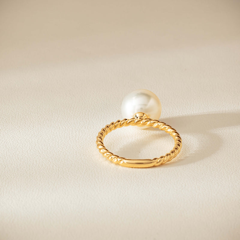 18ct Yellow Gold 10mm South Sea Pearl Twine Ring - Ring - Walker & Hall