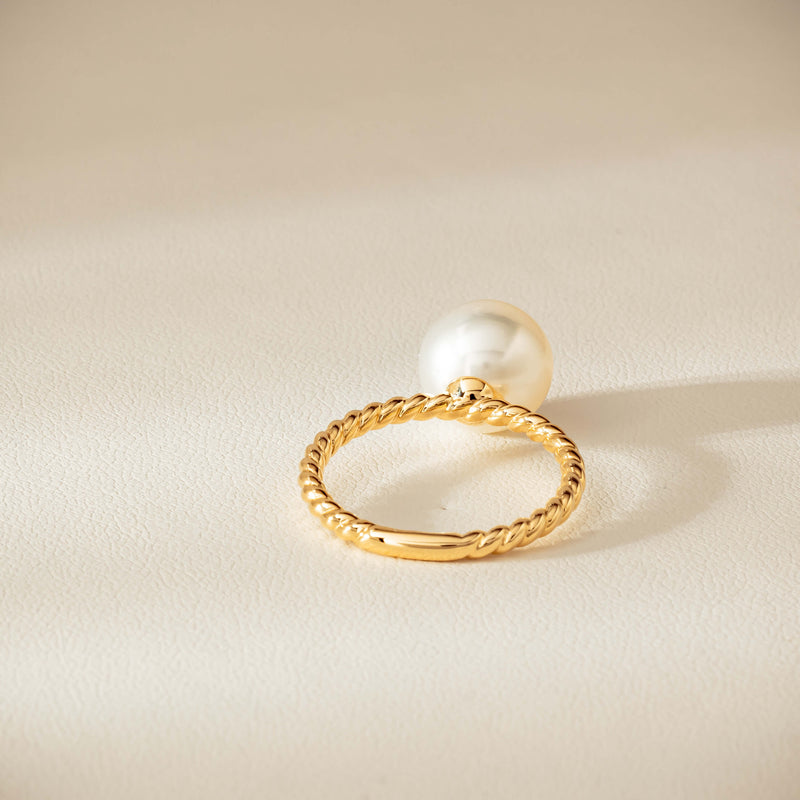 18ct Yellow Gold 10mm South Sea Pearl Twine Ring - Ring - Walker & Hall
