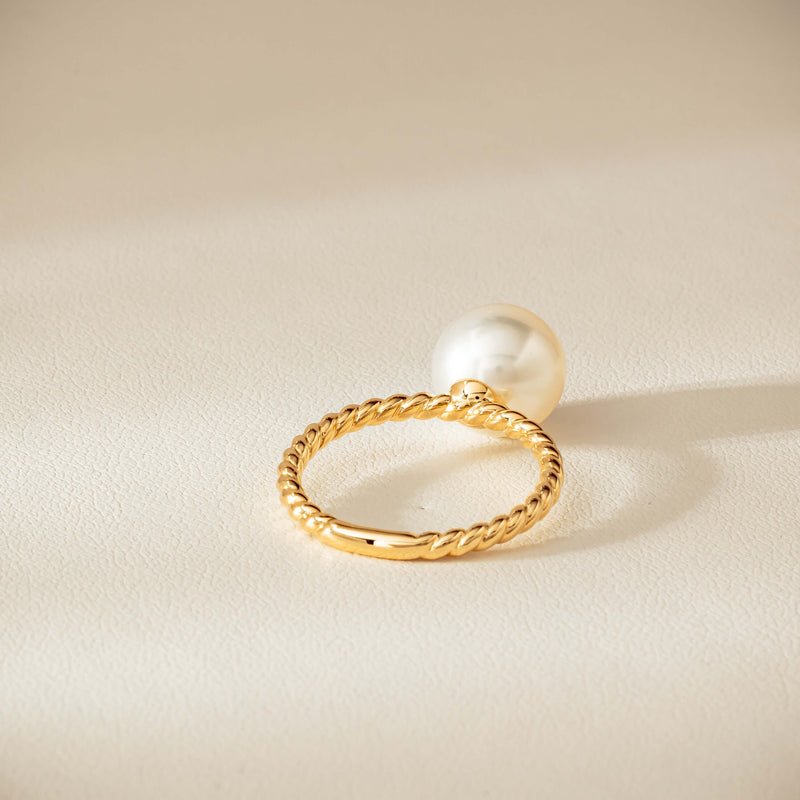 18ct Yellow Gold 10mm South Sea Pearl Twine Ring - Ring - Walker & Hall