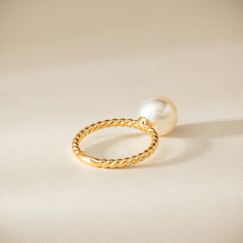 18ct Yellow Gold 10mm South Sea Pearl Twine Ring - Ring - Walker & Hall