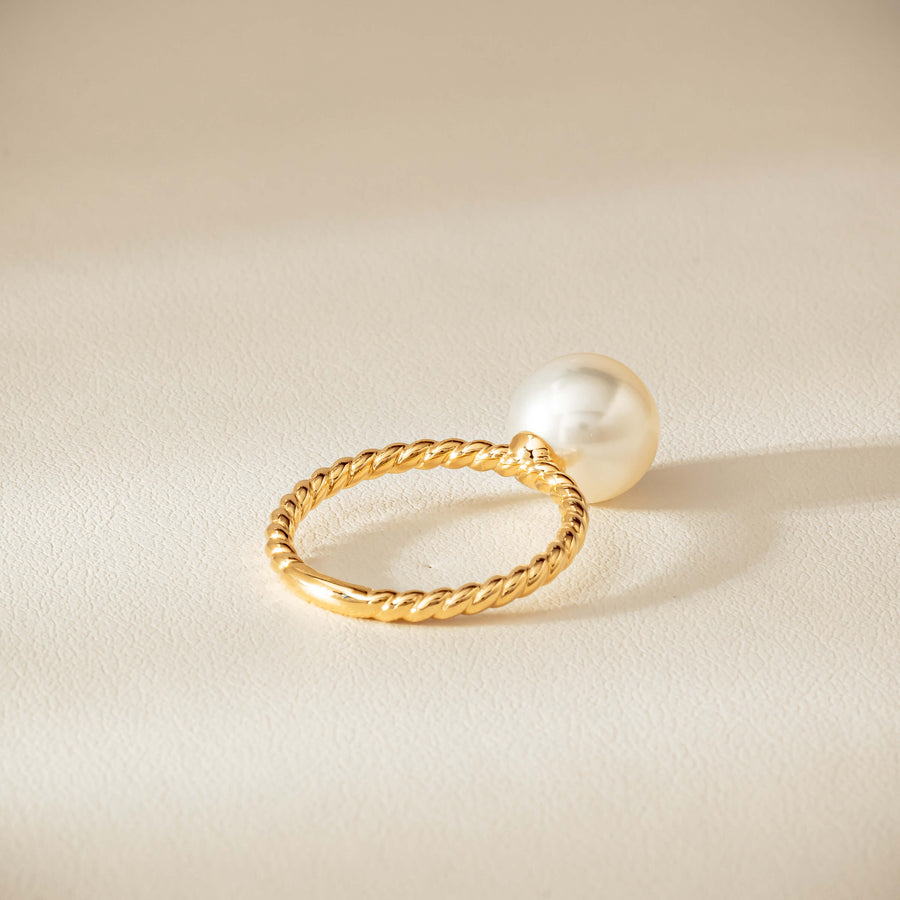 18ct Yellow Gold 10mm South Sea Pearl Twine Ring - Ring - Walker & Hall