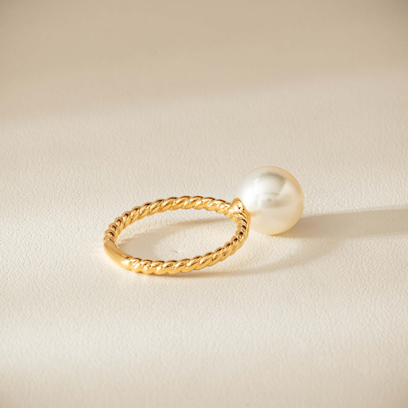 18ct Yellow Gold 10mm South Sea Pearl Twine Ring - Ring - Walker & Hall