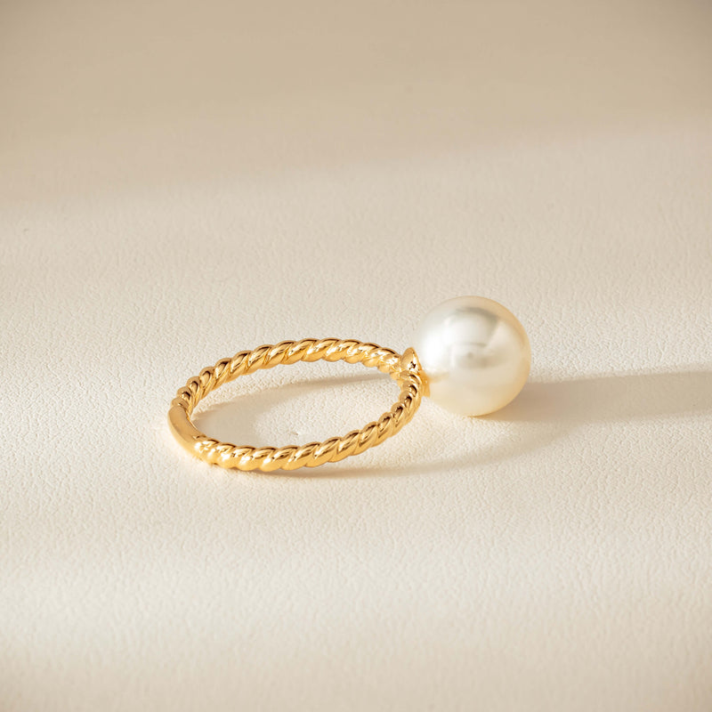 18ct Yellow Gold 10mm South Sea Pearl Twine Ring - Ring - Walker & Hall