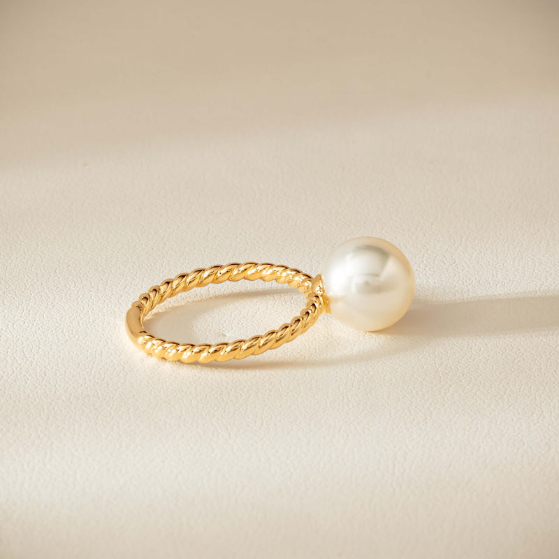 18ct Yellow Gold 10mm South Sea Pearl Twine Ring - Ring - Walker & Hall