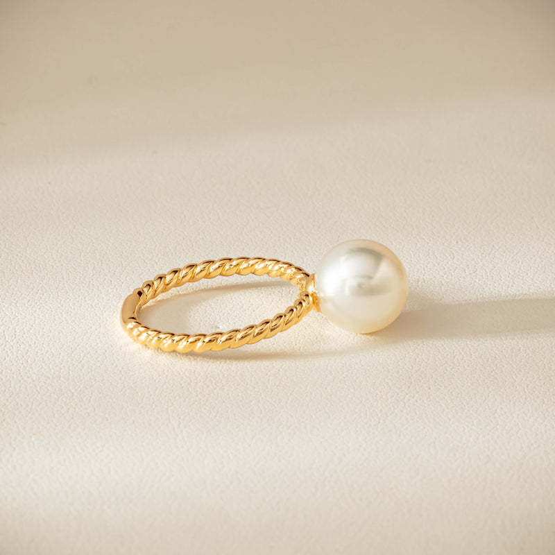 18ct Yellow Gold 10mm South Sea Pearl Twine Ring - Ring - Walker & Hall
