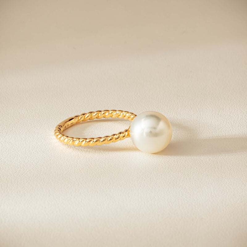 18ct Yellow Gold 10mm South Sea Pearl Twine Ring - Ring - Walker & Hall
