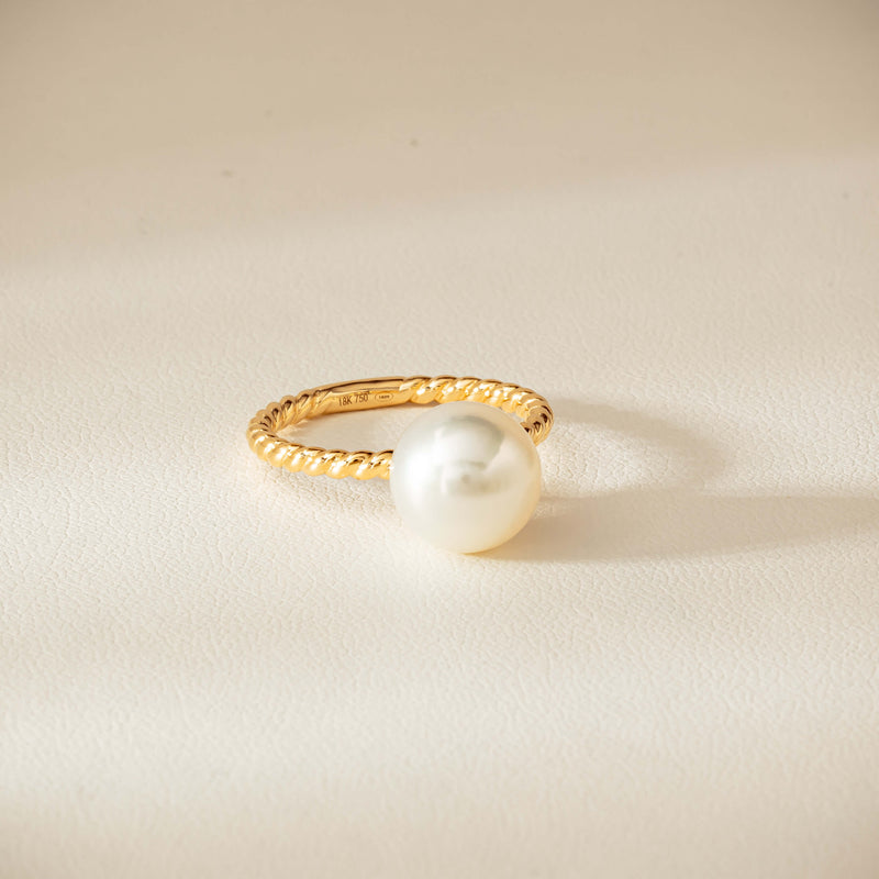 18ct Yellow Gold 10mm South Sea Pearl Twine Ring - Ring - Walker & Hall