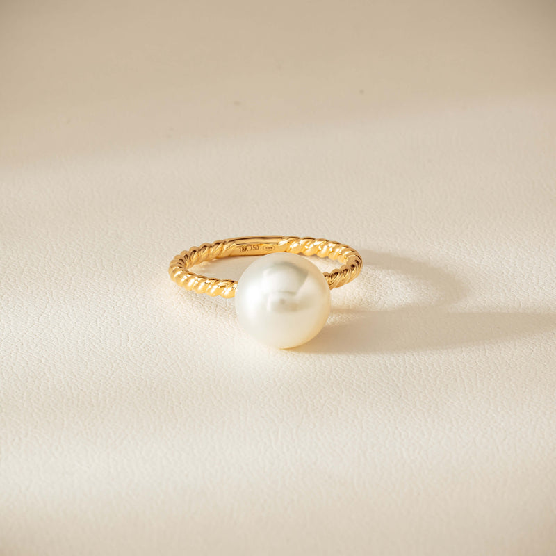 18ct Yellow Gold 10mm South Sea Pearl Twine Ring - Ring - Walker & Hall